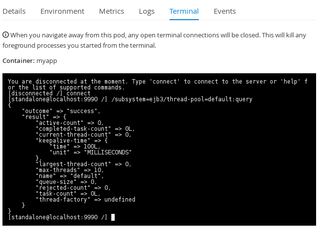 Opening a shell session in a container