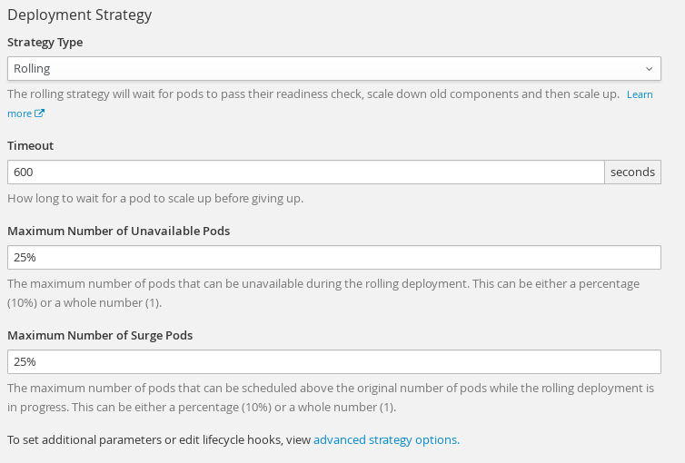 Configuring deployment strategies